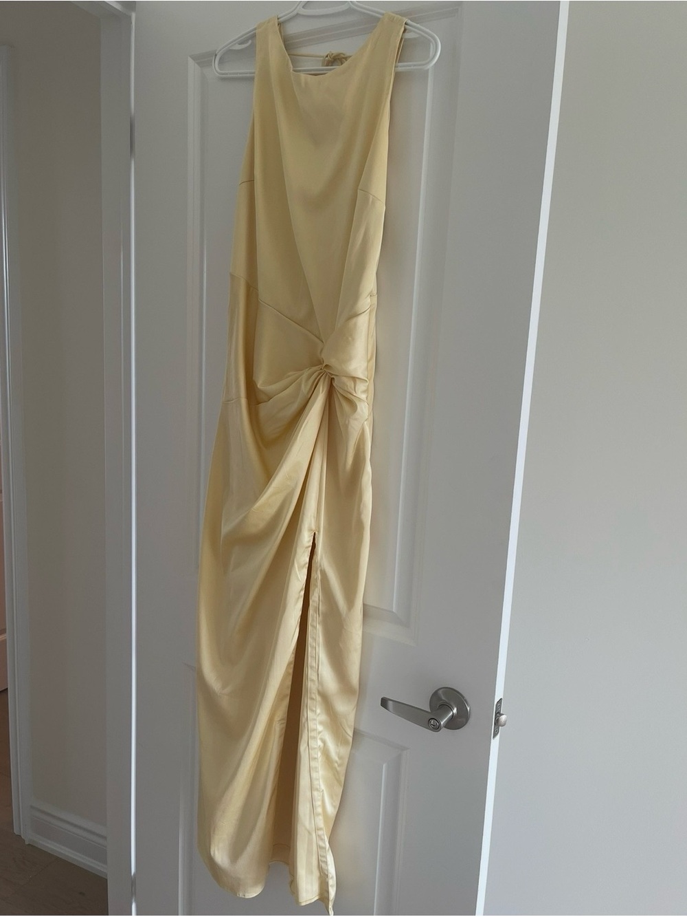 Abercrombie & Fitch Pale Yellow Knot-Front Evening Dress
